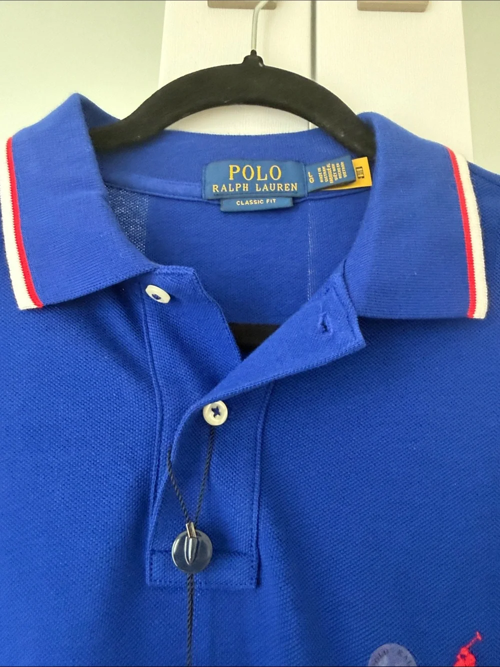 Polo by Ralph Lauren Royal Blue Polo with Red Logo and White-Trim  size L